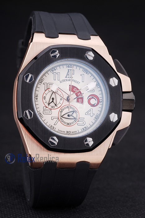 audemars piguet replica chrono offshore alinghi team white strip rubber imitazione copia - immagine 5