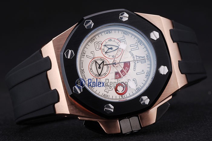audemars piguet replica chrono offshore alinghi team white strip rubber imitazione copia - immagine 6