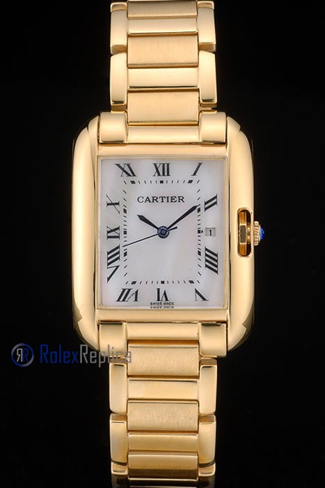 Cartier replica tank americaine oro giallo white dial imitazione copia - immagine 3