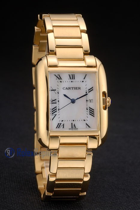 Cartier replica tank americaine oro giallo white dial imitazione copia - immagine 5