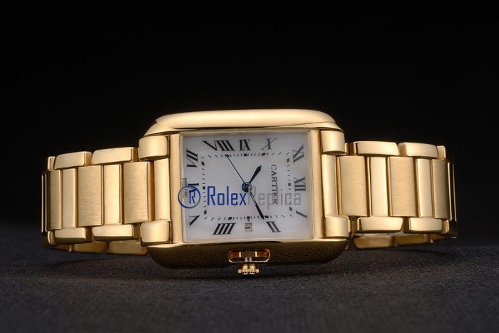 Cartier replica tank americaine oro giallo white dial imitazione copia - immagine 6