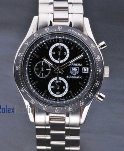 Tag-heuer replica carrera chrono acciaio black dial imitazione copia