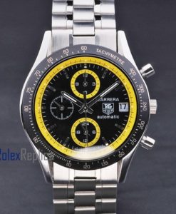 Alternative view of Tag-heuer replica carrera chrono acciaio yellow dial imitazione copia
