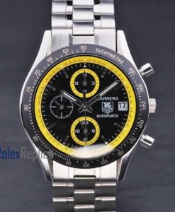 Tag-heuer replica carrera chrono acciaio yellow dial imitazione copia