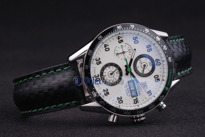 Tag-heuer replica carrera calibre 16 chrono strip leather imitazione copia - immagine 5