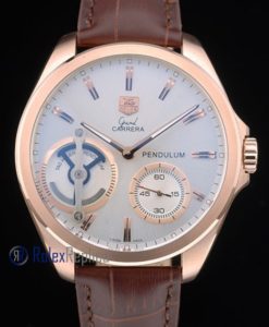 Alternative view of Tag-heuer replica carrera pendulum chrono rose gold strip leather imitazione copia