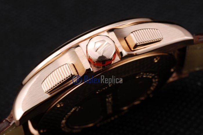 Tag-heuer replica gran carrera calibre 38 chrono rose gold strip leather imitazione copia - immagine 4