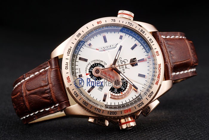 Tag-heuer replica gran carrera calibre 38 chrono rose gold strip leather imitazione copia - immagine 7