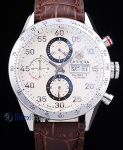 Alternative view of Tag-heuer replica carrera calibre 16 chrono white dial strip leather imitazione copia