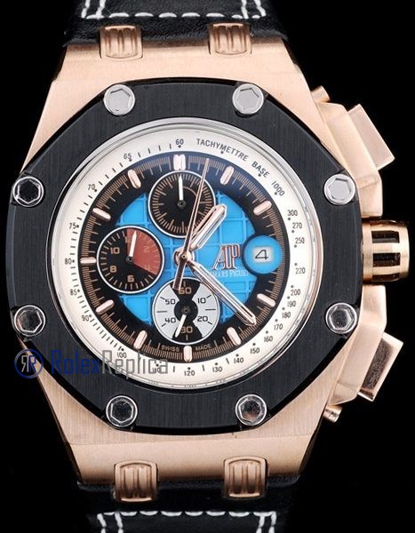 audemars piguet replica chrono offshore rubens barrichello rose gold strip leather imitazione copia - immagine 3