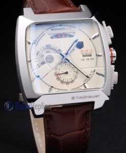 Tag-heuer replica gran carrera monaco strip leather chrono acciaio imitazione copia