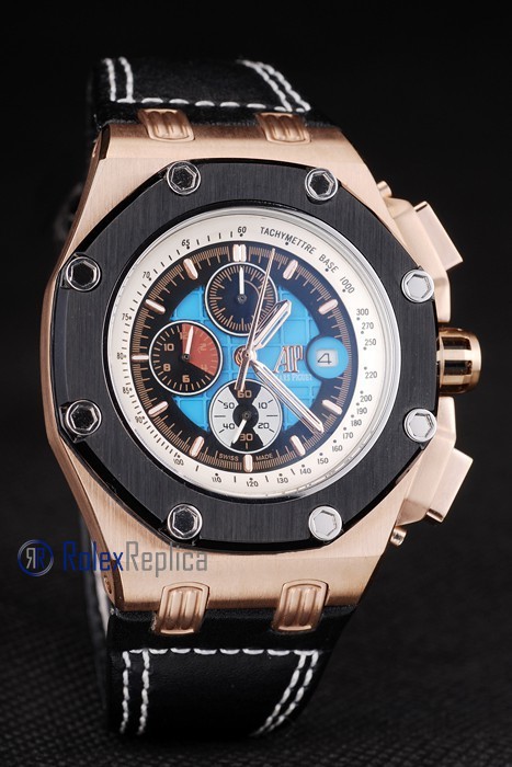 audemars piguet replica chrono offshore rubens barrichello rose gold strip leather imitazione copia - immagine 4
