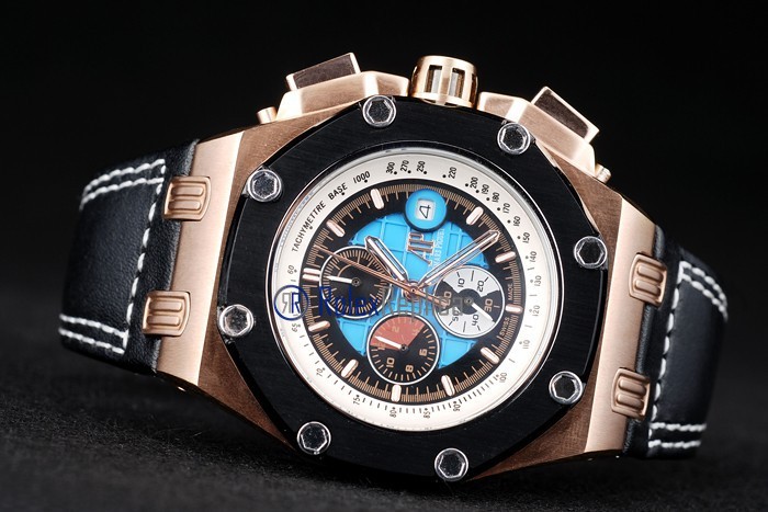 audemars piguet replica chrono offshore rubens barrichello rose gold strip leather imitazione copia - immagine 6