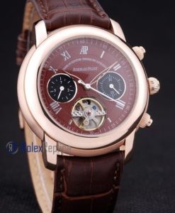 audemars piguet replica chrono rose gold strip leather brown imitazione copia
