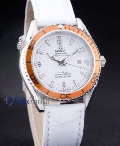 Omega replica seamaster strip leather white dial imitazione copia