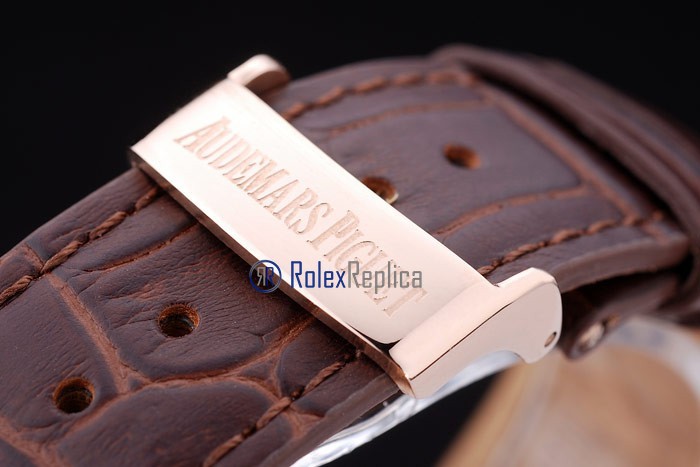 audemars piguet replica chrono rose gold strip leather brown imitazione copia - immagine 3
