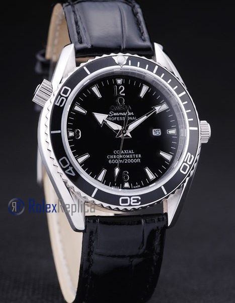 Omega replica seamaster strip leather black dial imitazione copia