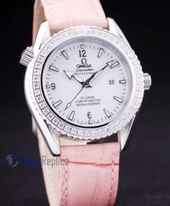 Alternative view of Omega replica seamaster co-axial lady strip leather imitazione copia