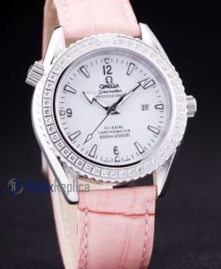 Omega replica seamaster co-axial lady strip leather imitazione copia