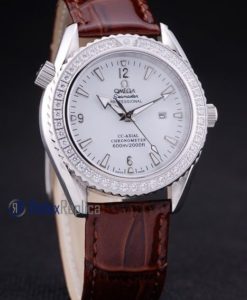 Omega replica seamaster co-axial lady brown strip leather imitazione copia