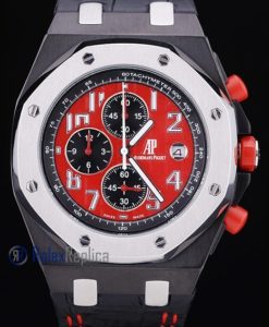 Alternative view of audemars piguet replica chrono offshore singapore GP2008 red strip leather imitazione copia