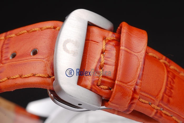 Omega replica seamaster co-axial orange bezel strip leather imitazione copia - immagine 7