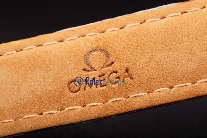 Omega replica seamaster co-axial orange bezel strip leather imitazione copia - immagine 9