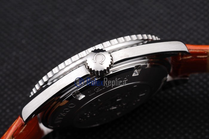 Omega replica seamaster co-axial orange bezel strip leather imitazione copia - immagine 11