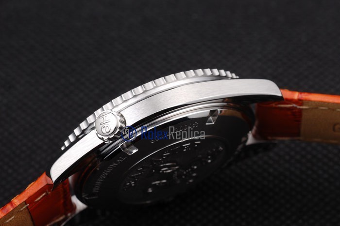 Omega replica seamaster co-axial orange bezel strip leather imitazione copia - immagine 12