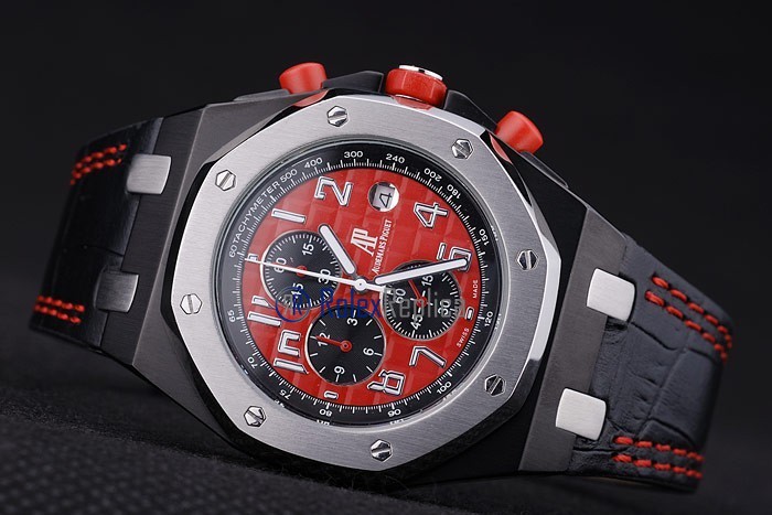 audemars piguet replica chrono offshore singapore GP2008 red strip leather imitazione copia - immagine 6