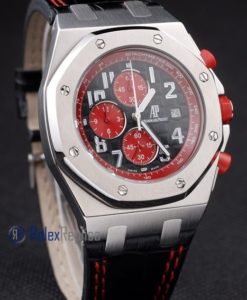 Alternative view of audemars piguet replica chrono offshore singapore GP2008 red dial panda strip leather imitazione copia