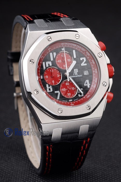 audemars piguet replica chrono offshore singapore GP2008 red dial panda strip leather imitazione copia - immagine 2