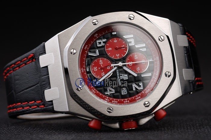audemars piguet replica chrono offshore singapore GP2008 red dial panda strip leather imitazione copia - immagine 4