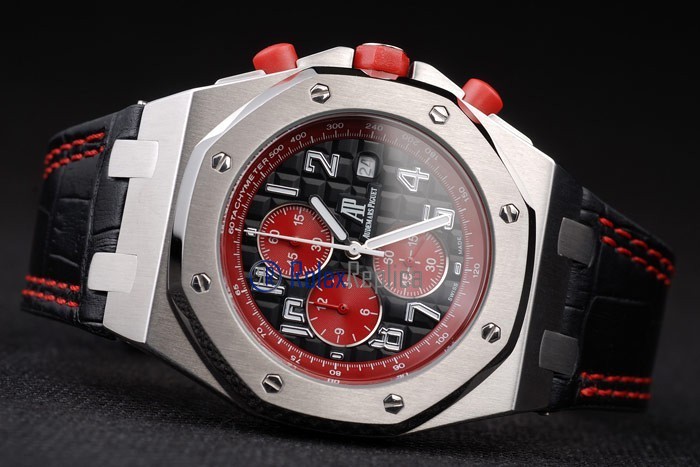 audemars piguet replica chrono offshore singapore GP2008 red dial panda strip leather imitazione copia - immagine 5