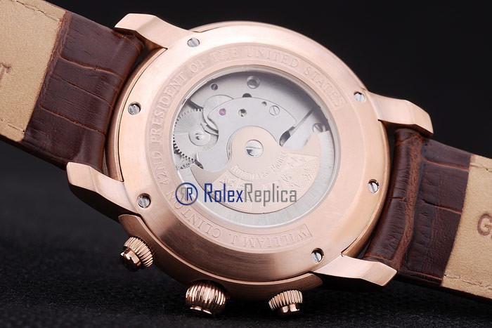 audemars piguet replica chrono rose gold strip leather brown imitazione copia - immagine 6