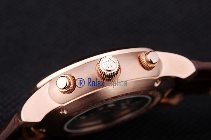 audemars piguet replica chrono rose gold strip leather brown imitazione copia - immagine 7