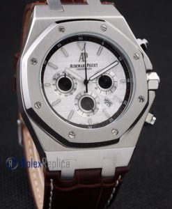 Alternative view of audemars piguet replica chrono offshore city of sails white dial strip leather imitazione copia