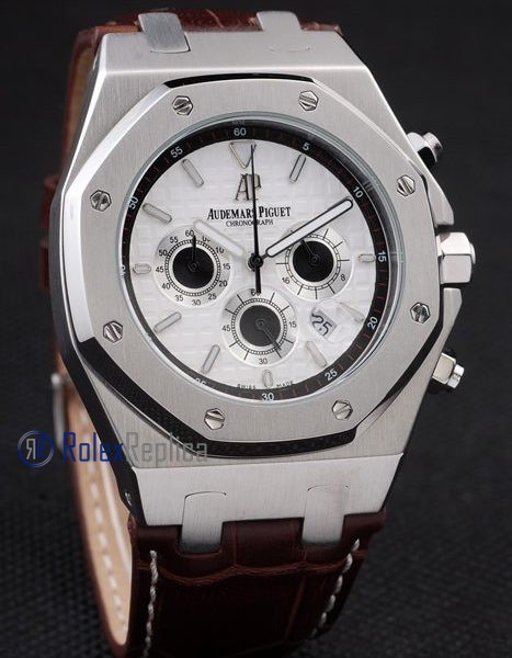 audemars piguet replica chrono offshore city of sails white dial strip leather imitazione copia