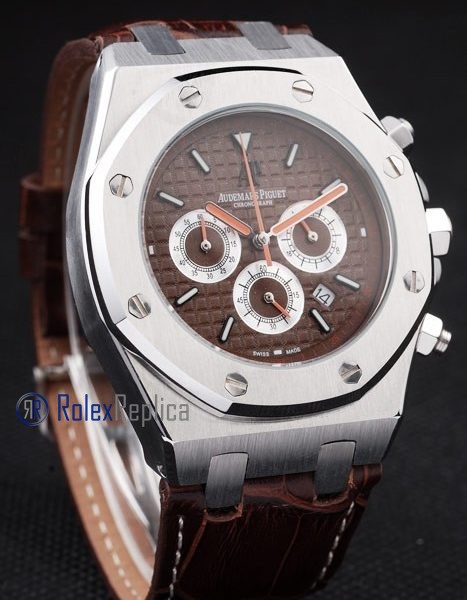 audemars piguet replica chrono offshore city of sails brown dial strip leather imitazione copia - immagine 3