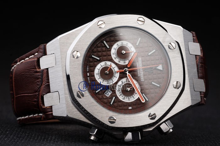 audemars piguet replica chrono offshore city of sails brown dial strip leather imitazione copia - immagine 4