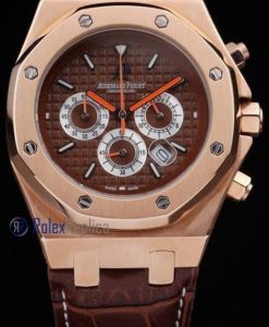 audemars piguet replica chrono offshore city of sails rose gold brown dial strip leather imitazione copia