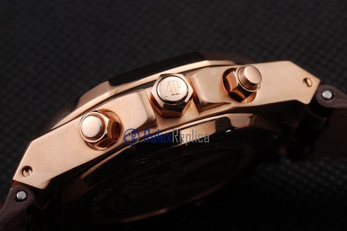 audemars piguet replica chrono offshore city of sails rose gold brown dial strip leather imitazione copia - immagine 9