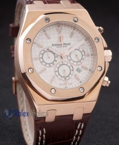 audemars piguet replica chrono offshore city of sails rose gold white dial strip leather imitazione copia