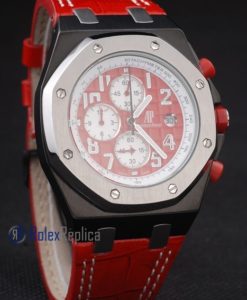 Alternative view of audemars piguet replica chrono offshore singapore GP2008 red panda strip leather imitazione copia