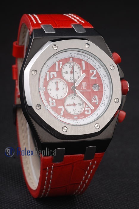 audemars piguet replica chrono offshore singapore GP2008 red panda strip leather imitazione copia - immagine 2