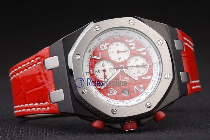 audemars piguet replica chrono offshore singapore GP2008 red panda strip leather imitazione copia - immagine 4