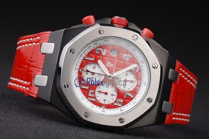 audemars piguet replica chrono offshore singapore GP2008 red panda strip leather imitazione copia - immagine 5