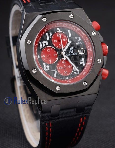 audemars piguet replica chrono offshore singapore GP2008 black dial panda strip leather imitazione copia