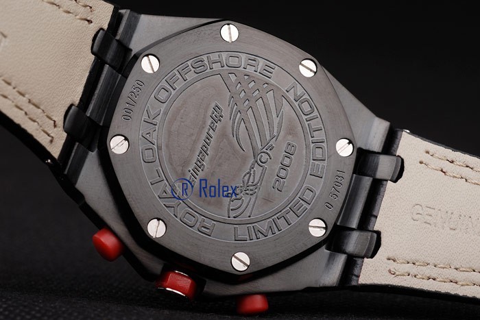 audemars piguet replica chrono offshore singapore GP2008 black dial panda strip leather imitazione copia - immagine 9