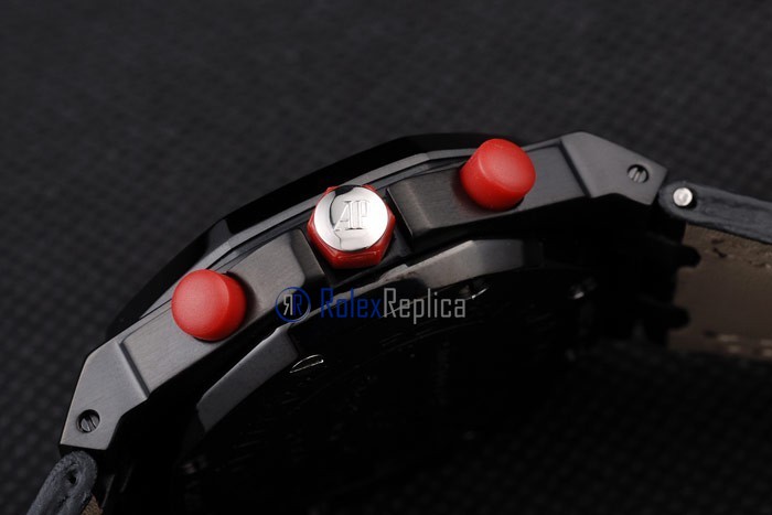 audemars piguet replica chrono offshore singapore GP2008 black dial panda strip leather imitazione copia - immagine 10